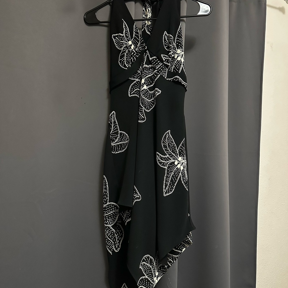 Elegant Black and White Floral Dress